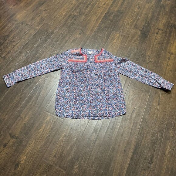 J. Crew Women's Paisley Print Long Sleeve Blouse Peasant Cotton Multicolored XXS - Picture 1 of 7